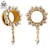 KUBOOZ oreja Piercings colgantes de cristal del túnel de acero inoxidable joyas de cuerpo de oro de expansor de tornillo moda Stud pendientes 2 unids/lote ► Foto 2/6