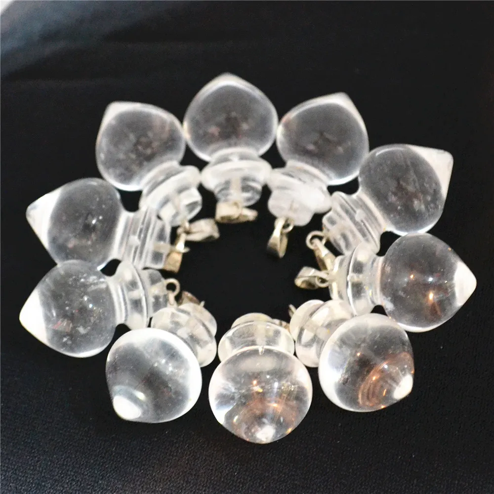 Wholesale clear crystal natural stone pendulum circular line cone shape charms pendants for