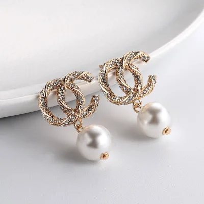 

S925 Sliver Metal Gold Geometric Irregular Circle Square Natural Freshwater Pearl Stud Earrings for Women Girl Gift