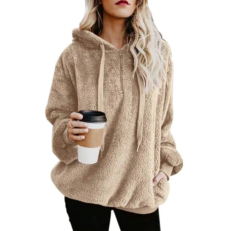 Plus Size Autumn Winter Women Casual Solid Zipper Long