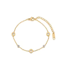 JeeMango, классические римские цифры, кубический цирконий, цепочка и звенья, браслеты, ювелирные изделия, титановая сталь, талисманы, браслет для женщин, B18019