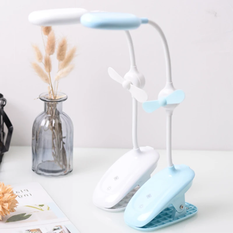 

3 in 1 Eye Protect Dimmable LED Table Lamp Rechargable Touch Sensor Table Lamp With Mini Fan for Home Reading Studying Working