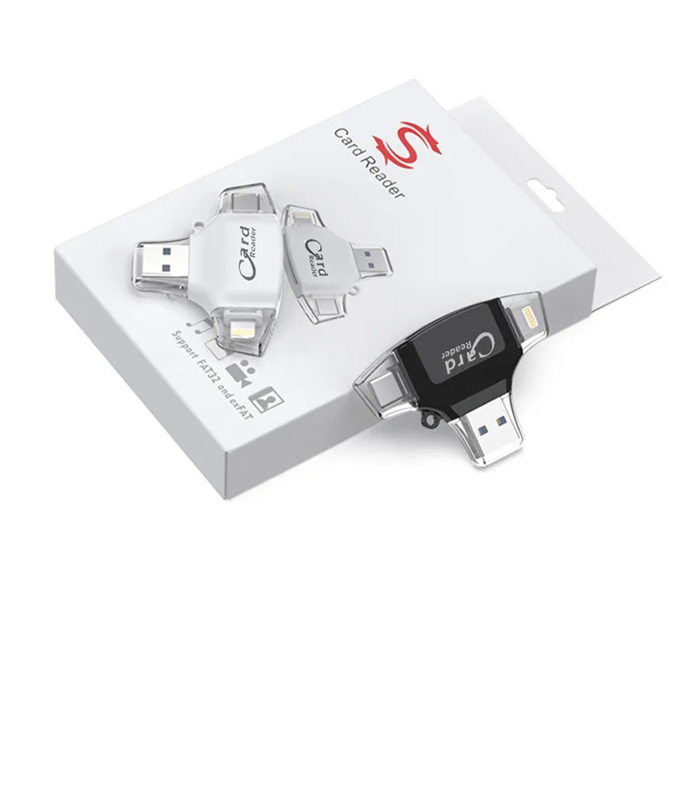 Easya 4 в 1 OTG картридер адаптер Mini USB 2.0 памяти с TF SD слот для карт освещение/Тип-C/Micro USB/USB 2.0 для телефона ПК