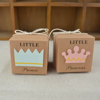 

50Pcs Kraft Paper Gift Box Candy Boxes Baby Shower Decorations Wedding Favors and Gifts Box for Guests 2*2*2inch Party Supplies