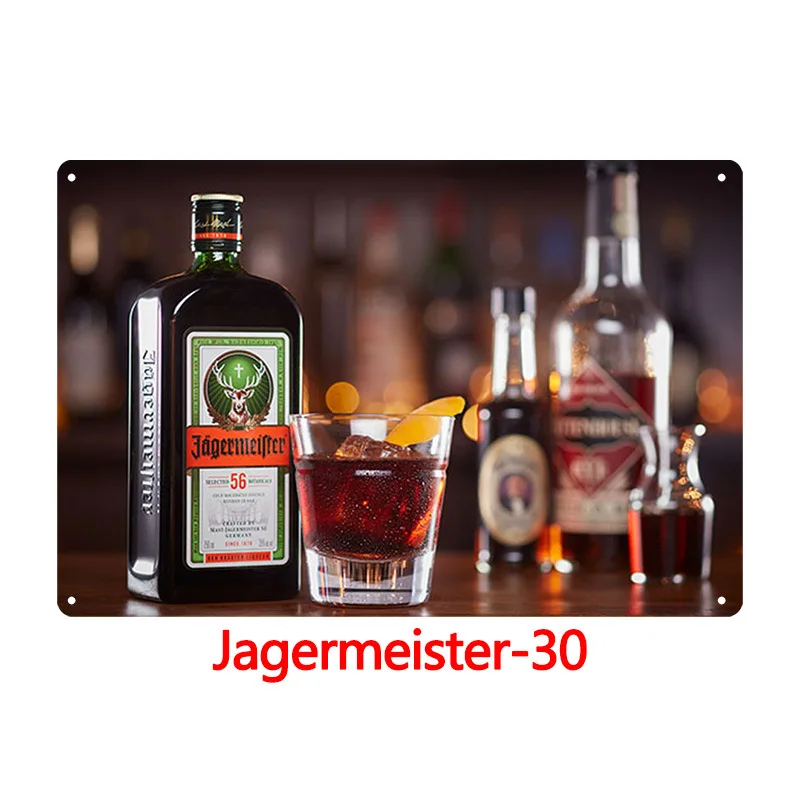 Алкогольный напиток Jagermeister голова оленя плакат Классическая Настенная Наклейка Декор домашнего бара старинная металлическая пластина виски Вино Олово знак - Цвет: Небесно-голубой