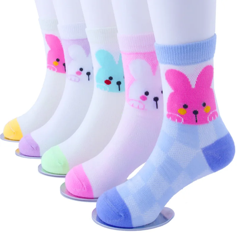 5 пар/лот, детские носки для детей 1-12 лет, весенне-летние модели, хлопковые носки с сеткой, тонкие хлопковые носки с рисунками для малышей