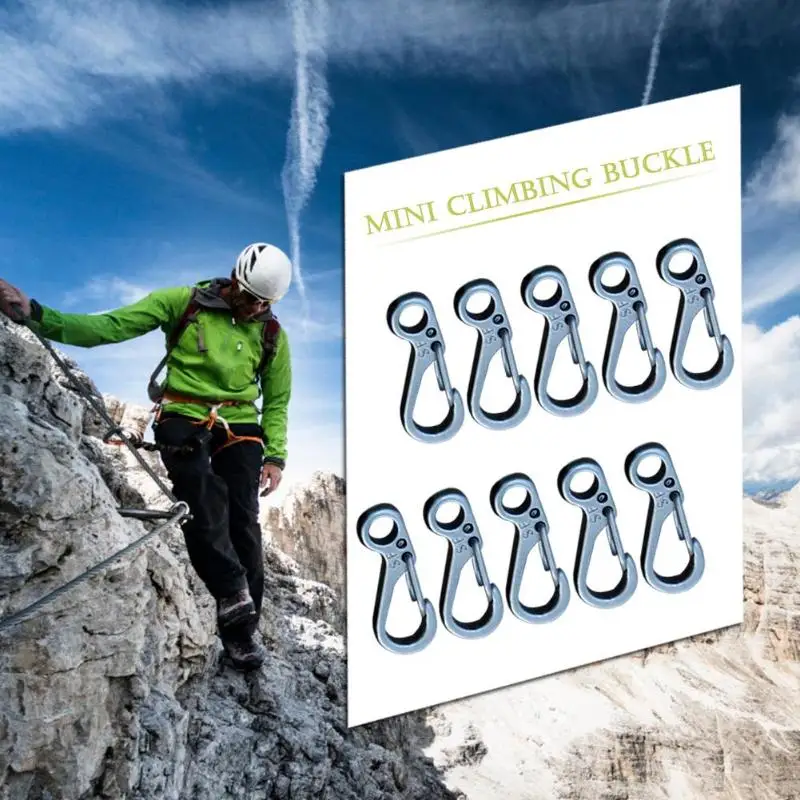 

10pcs Mini Carabiner Keychain Outdoor Climbing Spring Buckle Hook EDC Tool Aluminum Outdoor Safety Survival Equipment