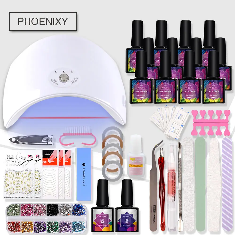 

Manicure Set With 36w UV LED Lamp Dryer Gel Polish Extension Set For Manicure Tools Manicure Nail Art Kit Nail Gel Polish Set