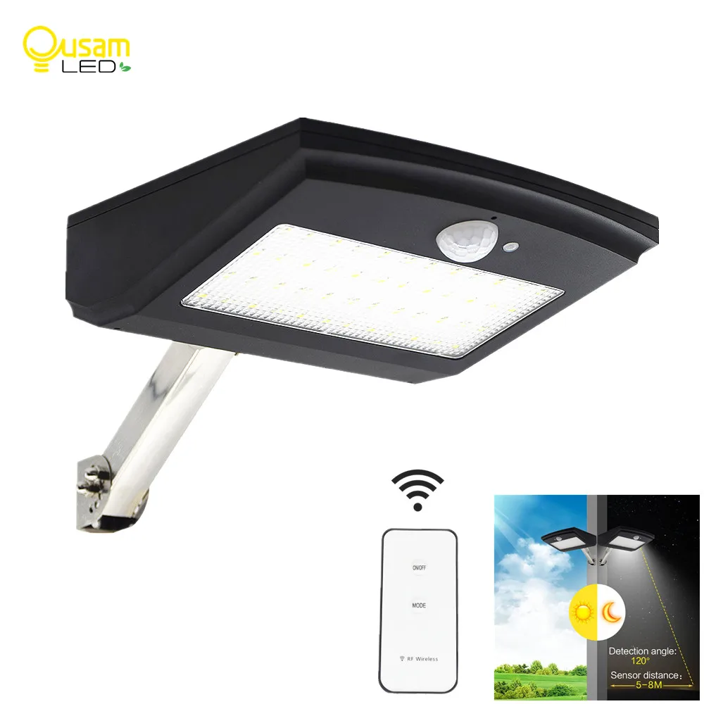 

Ousam LED Solar Light PIR Motion Sensor With Remote control Adjustable Solar Powered Lamp 900LM 48LED Bulb Auto Wall Lamp