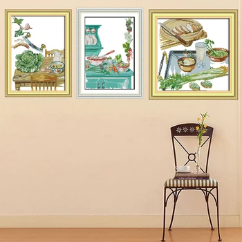 

Corner of the kitchen Counted DMC 11CT 14CT Cross Stitch Still life Cross Stitch Kits for Embroidery Home Decor Needlework