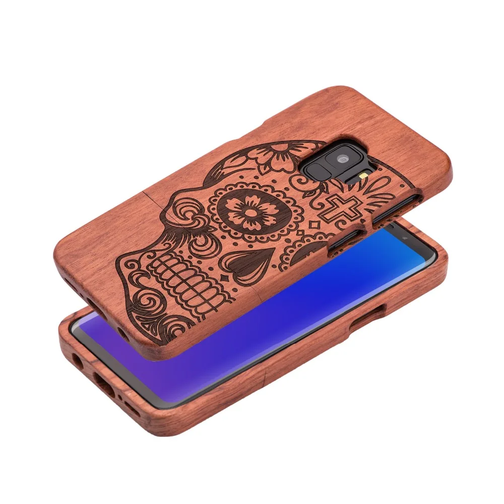 100% Natural Wood Case For Samsung Galaxy S9 Cover Real Wooden Walnut Rosewood Bamboo Phone Cases for Samsung Galaxy S9 Plus S9+