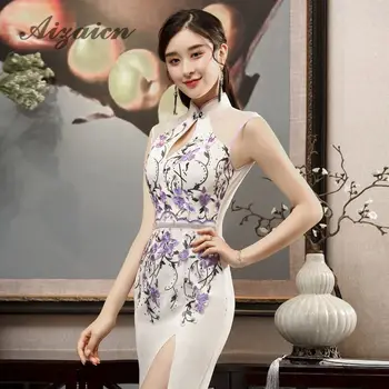 

Luxury Embroidery Oriental Style Evening Dresses Long Cheongsam Sexy Split Summer Dress Women Chinese Traditional Wedding Qipao