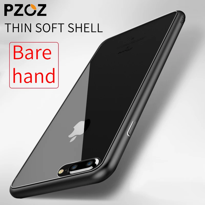Pzoz Luxury Ultra thin silicone soft TPU case for iphone 7 plus shock proof transparent clear rubber gel original cover cases