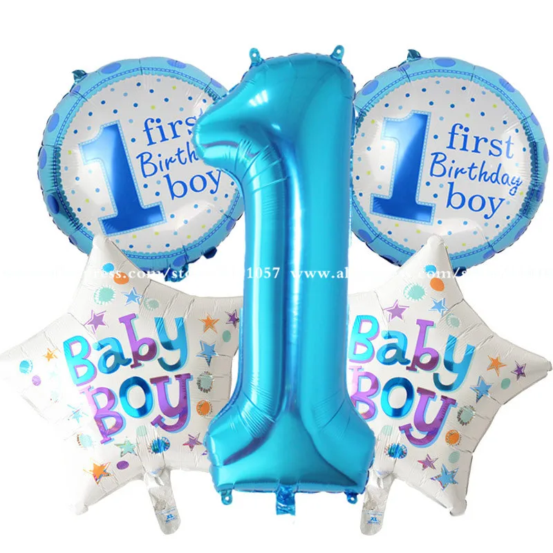 

5pcs/lot Baby 1st Birthday balloons set pink Blue Number Foil Balloons birthday party decorations kids party decoration supplies