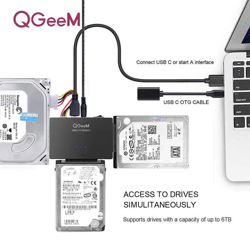  QGeeM SATA to USB IDE Adapter USB 3.0 2.0 Sata 3 Cable for 2.5 3.5 Hard Disk Drive HDD SSD USB Conv