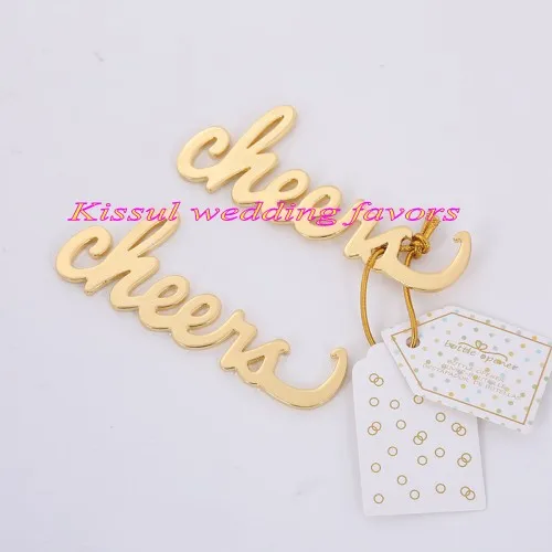 

(10 Pieces/lot) Newest Event and Party Favors of Cheers Antique Gold Bottle Opener Wedding gifts for Bridal showers