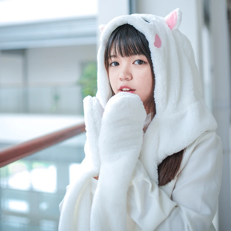 

Anime GINTAMA Sadaharu Cosplay Hat Lovely Sweet Winter Hat With Gloves