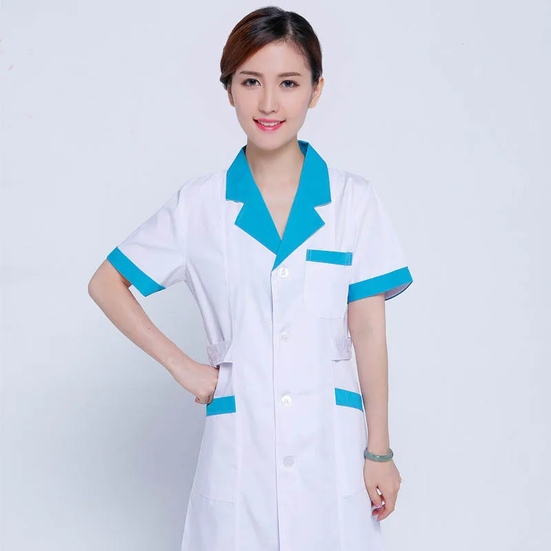 

New Arrival Summer Short Sleeve Nurse Uniform Medical Lab Coat Pharmacy Uniforms Hospital Doctors White Coat