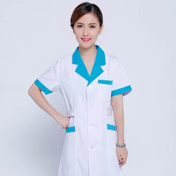 

New Arrival Summer Short Sleeve Nurse Uniform Medical Lab Coat Pharmacy Uniforms Hospital Doctors White Coat