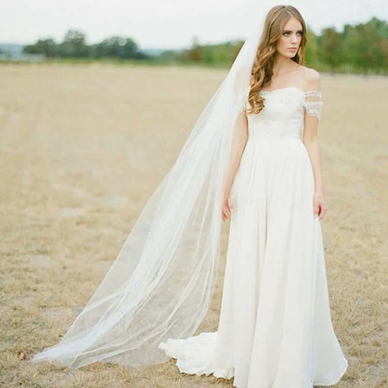 

Long 2 meters One Layer Bridal Veil Wedding Veil with Comb Voile Mariage Sluier Cathedral Veil