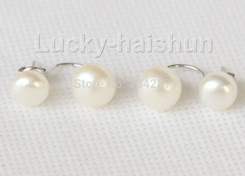 

wholesale stylish twinborn 10mm white freshwater pearls Earrings
