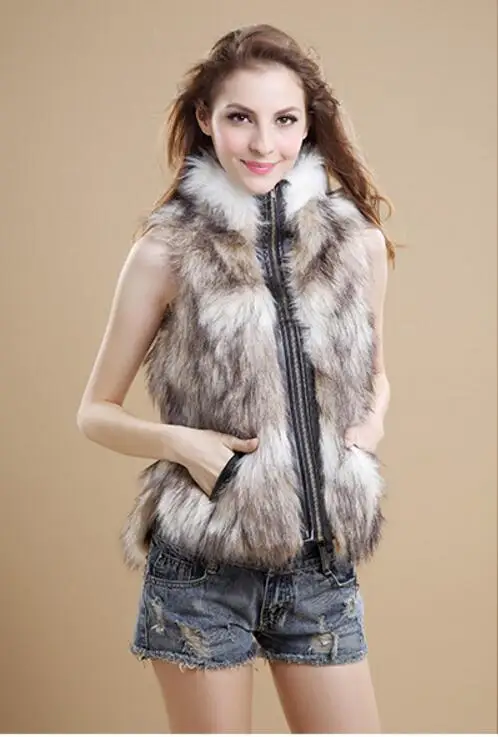 2017 new autumn and winter imitation fox fur vest short