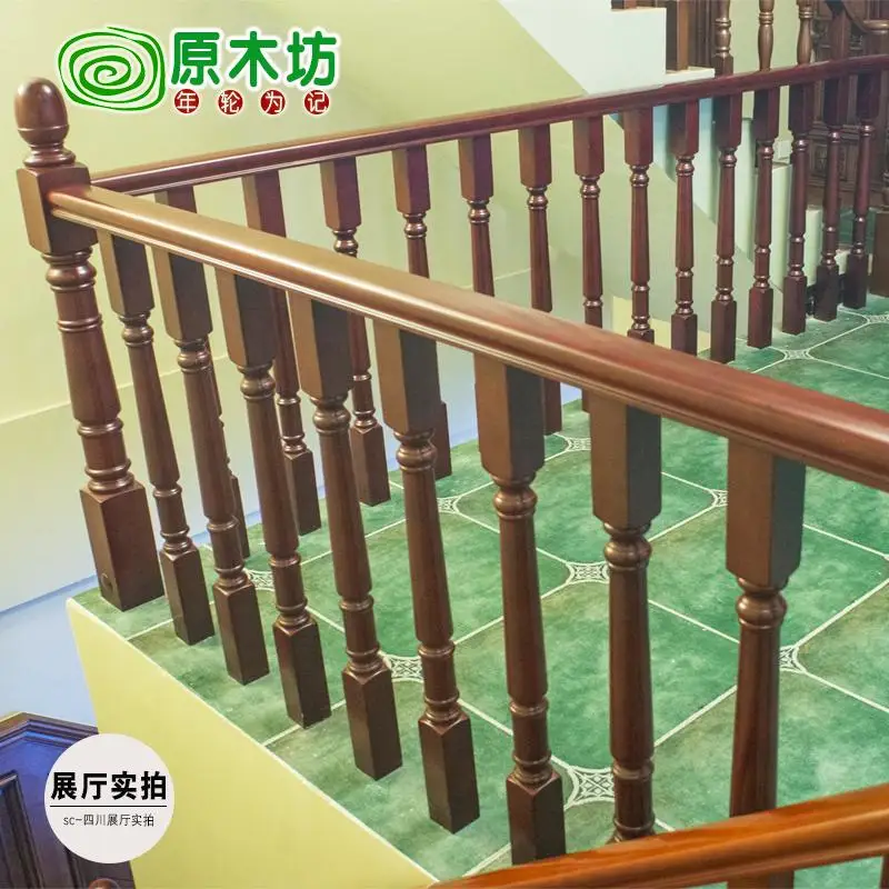 Wood Square Wooden Staircase Column Staircase Handrail