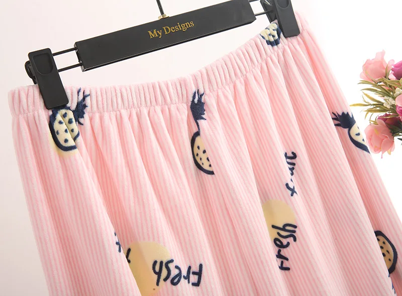 Супер мягкая двойная фланелевая женская пижама осень-зима для беременных женщин Длинная стильная Домашняя одежда с принтом ананаса для