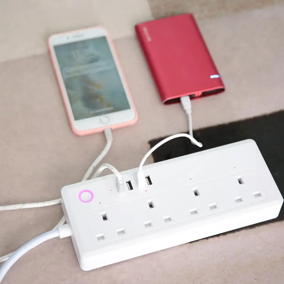 Wi-Fi мощность полосы стабилизатор напряжения Smart 4 порты usb Plug голосового управления прочный 240-100 в ЕС Plug