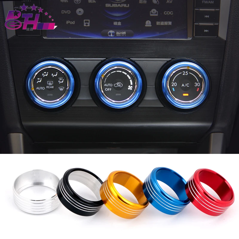 

3pcs Car converted audio knobs Air-conditioned decorative knobs circle sticker trim for Subaru Xv Forester 2013 2014 2015