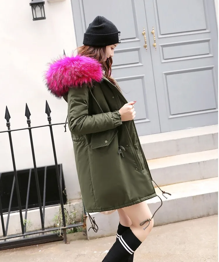 2018 женские брендовые зимние армейские зеленые ватные куртки пальто большой меховой воротник с капюшоном толстые парки верхняя одежда