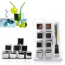 8 шт./компл. Премиум 304 Нержавеющая сталь виски кулер охлаждения вина камни многоразовые ледяные кубики-Чиллеры напиток физического охлаждения инструменты