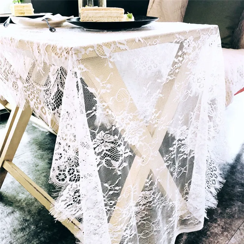 White Lace Tablecloth Table cloth Runner Wedding Party Banquet Hotel