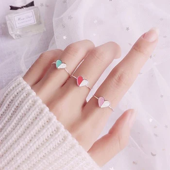 

3 colors Luxury Vintage Punk 925 Sterling Silver Heart Rings For Women Wedding Statement Finger Ring Anillos Anelli Bijoux