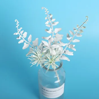 

1PCS Mini Plastic Artificial Flowers Branches High Quality Fake Grass Twigs Rod Fake Leaf DIY Craft Scrapbook Home Decoration
