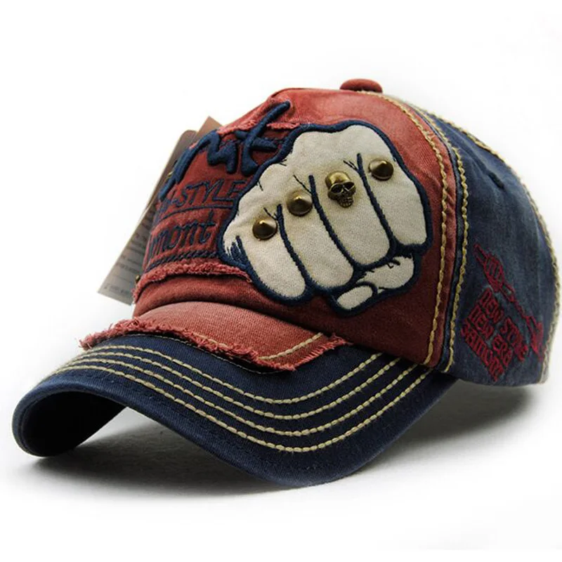 Novinka Unisex Snapback klobouk Rivet Fist Baseballové čepice Bavlna Casual Summer Hat pro muže ženy Leisure Hat velkoobchod