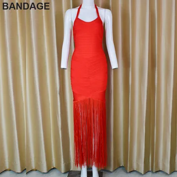 

Leger Babe HL Summer Cocktail Homecoming Vestidos Backless Dresses Women Tassel Hem Maxi 2019 Hot Selling Cheap Red Halter Dress