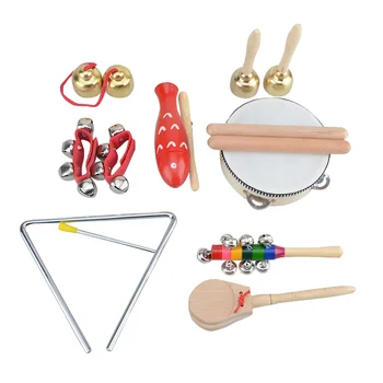 

9 Pieces Different Musical Instrument Tools Kids Children Fun Wood Bell Teaching Aids Toys Rhythm & Music Education Toys for Kid