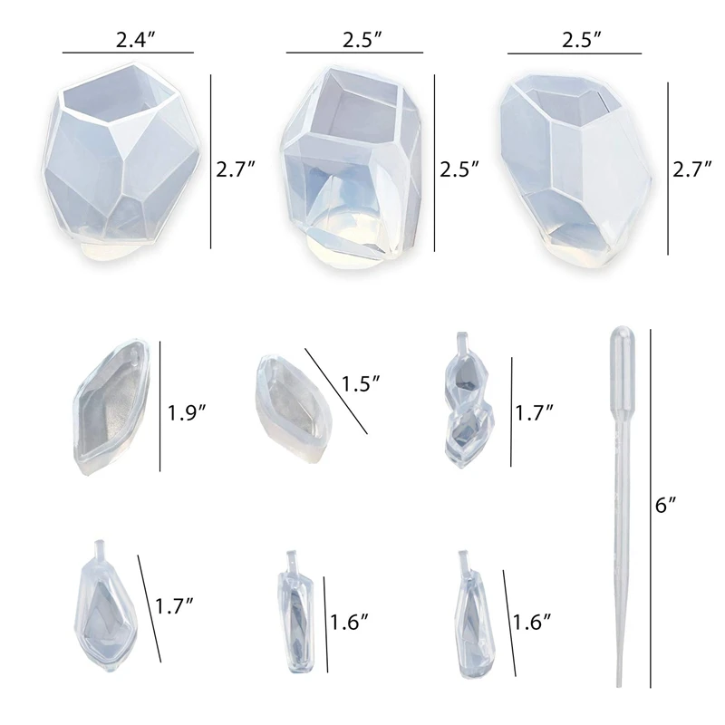 Силиконовые формы для смолы 9 шт., формы из смолы, форма камня, ювелирные изделия литье ювелирных изделий, формы для ювелирных изделий