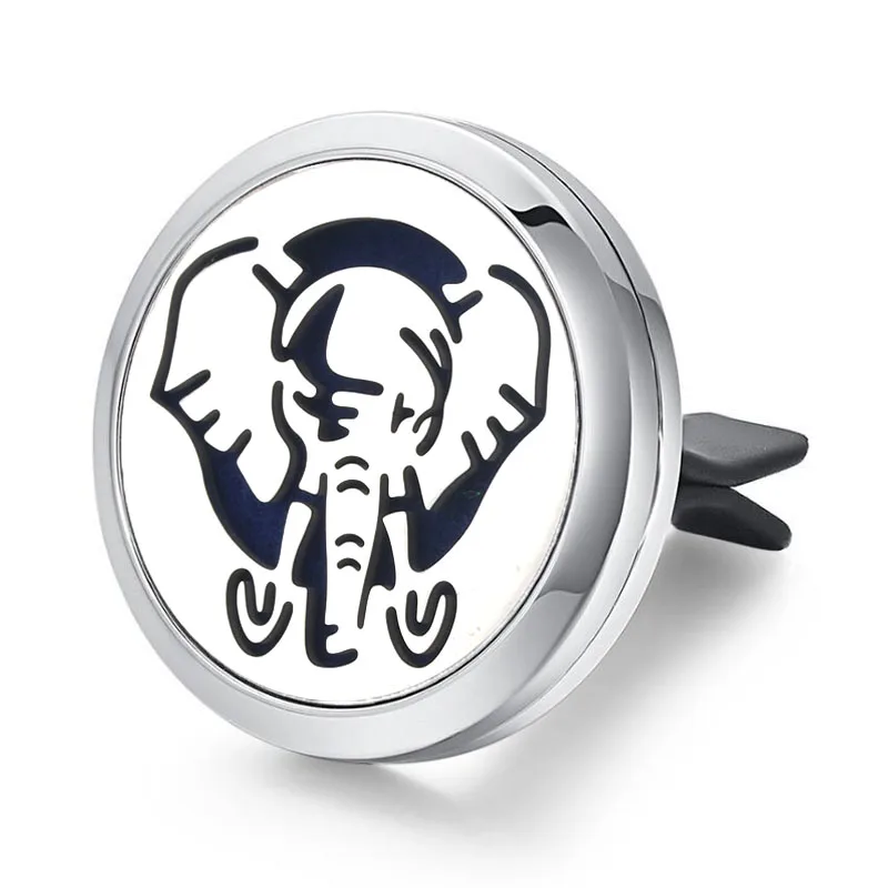 

Car Diffuser Aromatherapy Locket Vent Clip Stainless Steel Pendant Elephant Magnetic Randomly Send 1pcs Felt Pads as Gift