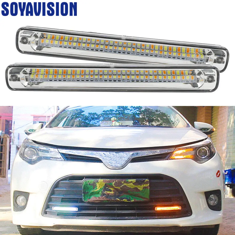 

Car LED Daytime Running Light Waterproof Universal DRL Kit Day Light Auto Driving Light External Light Flow Amber Turn Signal