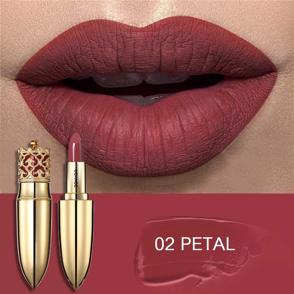 UCANBE, косметическая бархатная матовая губная помада с короной, макияж, золотой, телесный, стойкий карандаш для губ - Цвет: 02 Petal