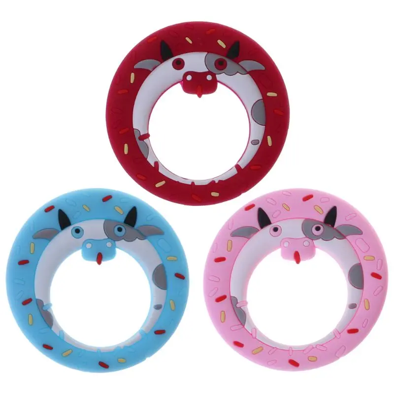 Baby Teether Silicone Cow Donut Ring DIY Nursing Necklace Baby Chew