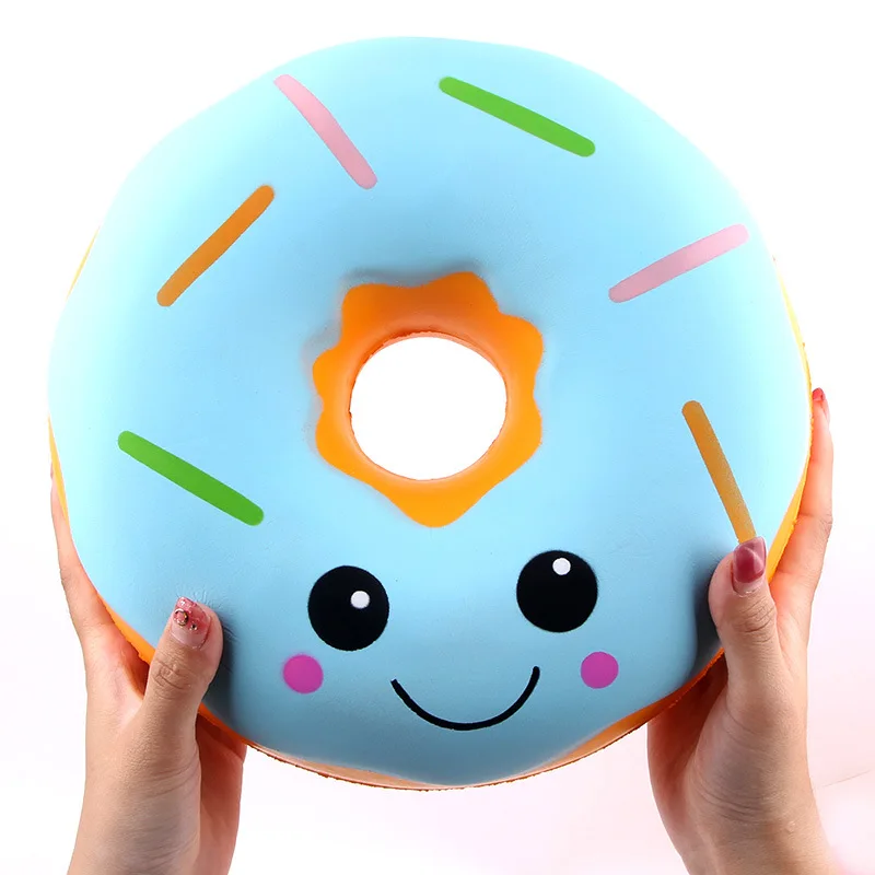 Kawaii 25cm Big Size Squishy Jumbo Smiling Face Donuts Charms Squeeze Toys Squishy Slow Rising Phone Strap Squishi Kid Juguetes