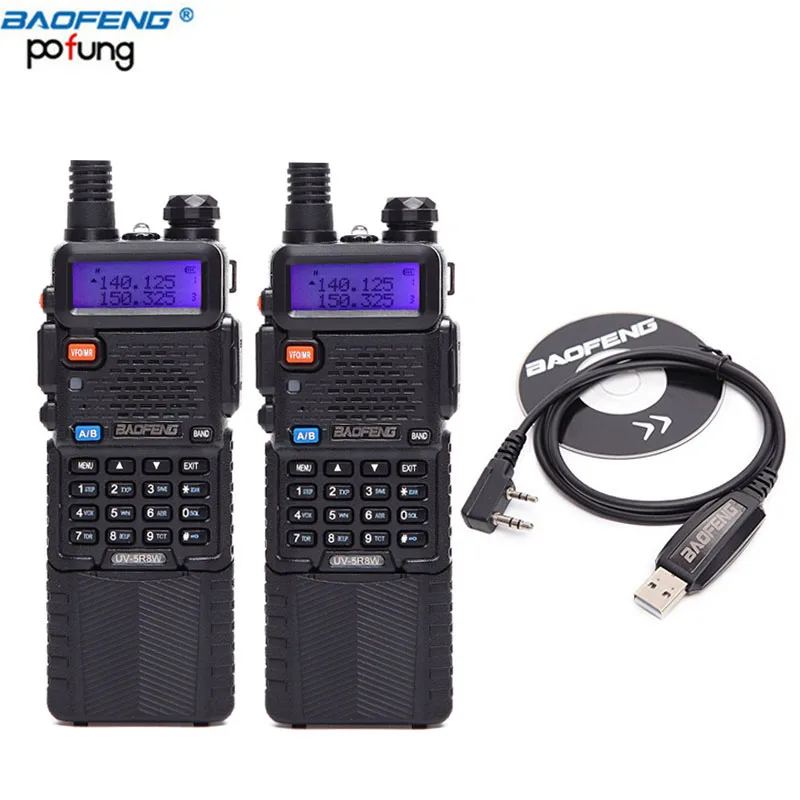 

2PCS Baofeng UV-5R8W Tri-Power 1W/4W/8W Portable Two-Way Radios Walkie Talkie BAOFENG 3800mAh battery+USB Programming Cable