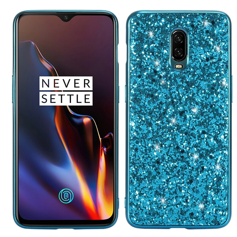 

Phone Case For OnePlus 6T Luxury Case For OnePlus 6 Glitter Bling Fitted Phone Cover Soft TPU edge+Hard PC back shell Coque