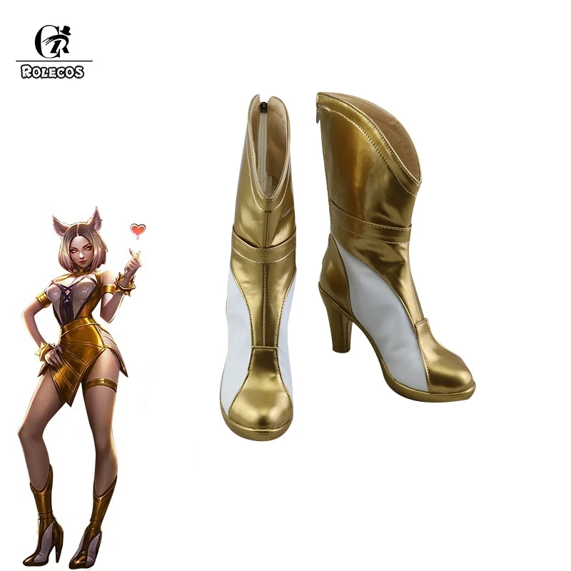 

ROLECOS Prestige Edition Ahri Cosplay Shoes KDA Ahri LOL Cosplay Boots Game Golden High-Heeled Shoes for Women Boots 10CM