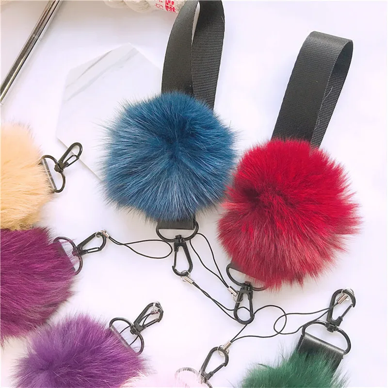 

2019 New Arrival 1 Piece High Quality Plush Ball Mobile Phone Strap Lovely Warm Plush Wrist Band Style Phone Strap Lanyard