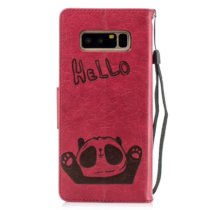 For Samsung Galaxy Note8 Note9 Case PU Leather 3D Hello Panda Embossing Stand Flip Case For Samsung Note8 Note9 Cell Phone Cover (2)