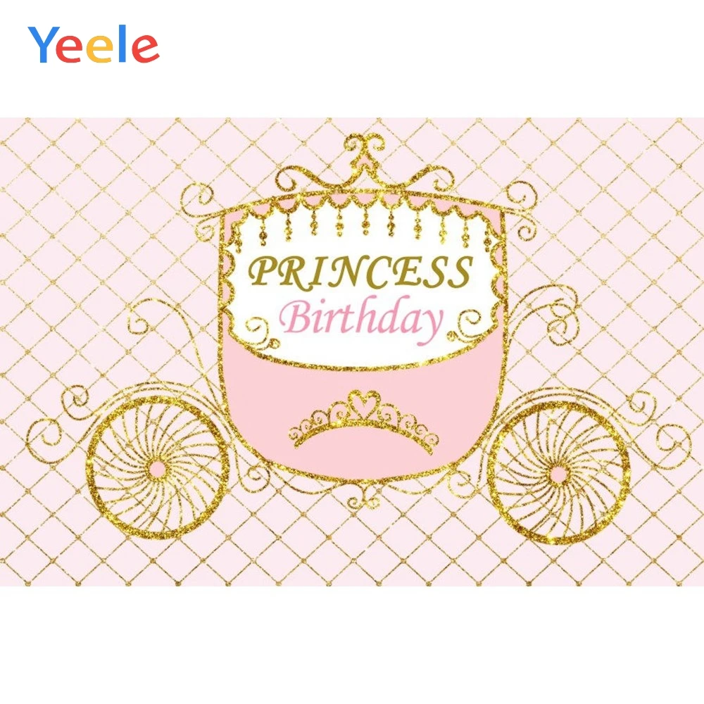 

Yeele Vinyl Carriage Golden Wheel Princess Birthday Party Photography Background Baby Girl Photographic Backdrop Photo Studio